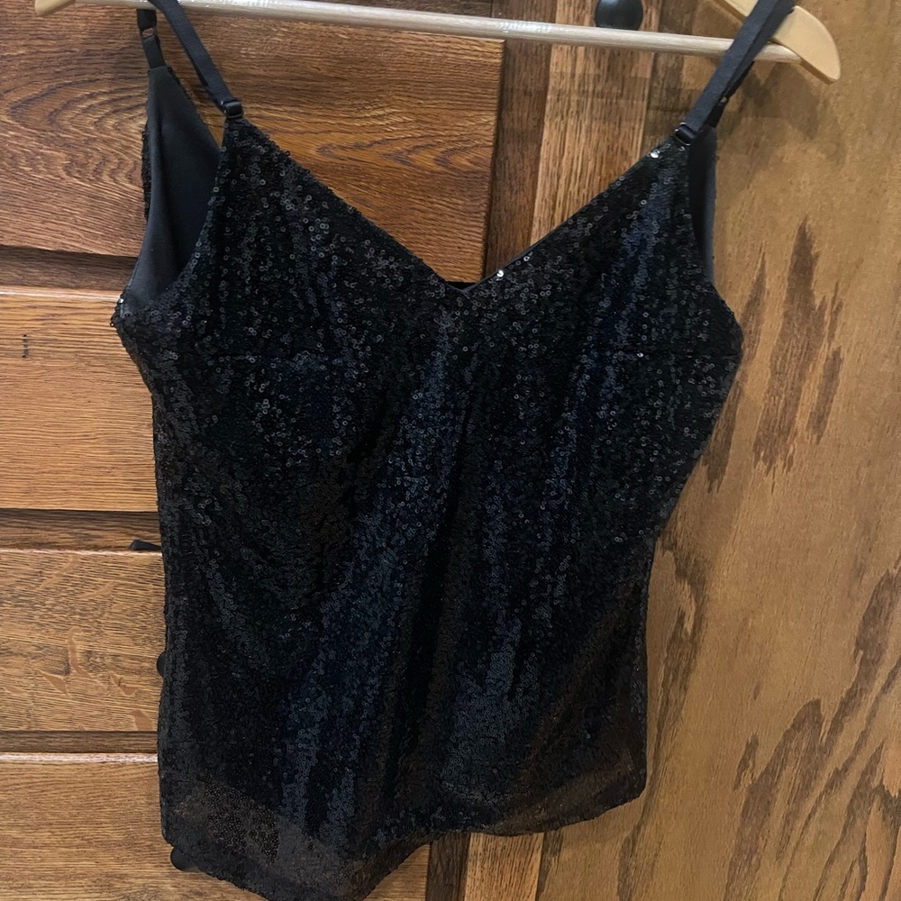 HAODUOYI Black Sequin Camisole